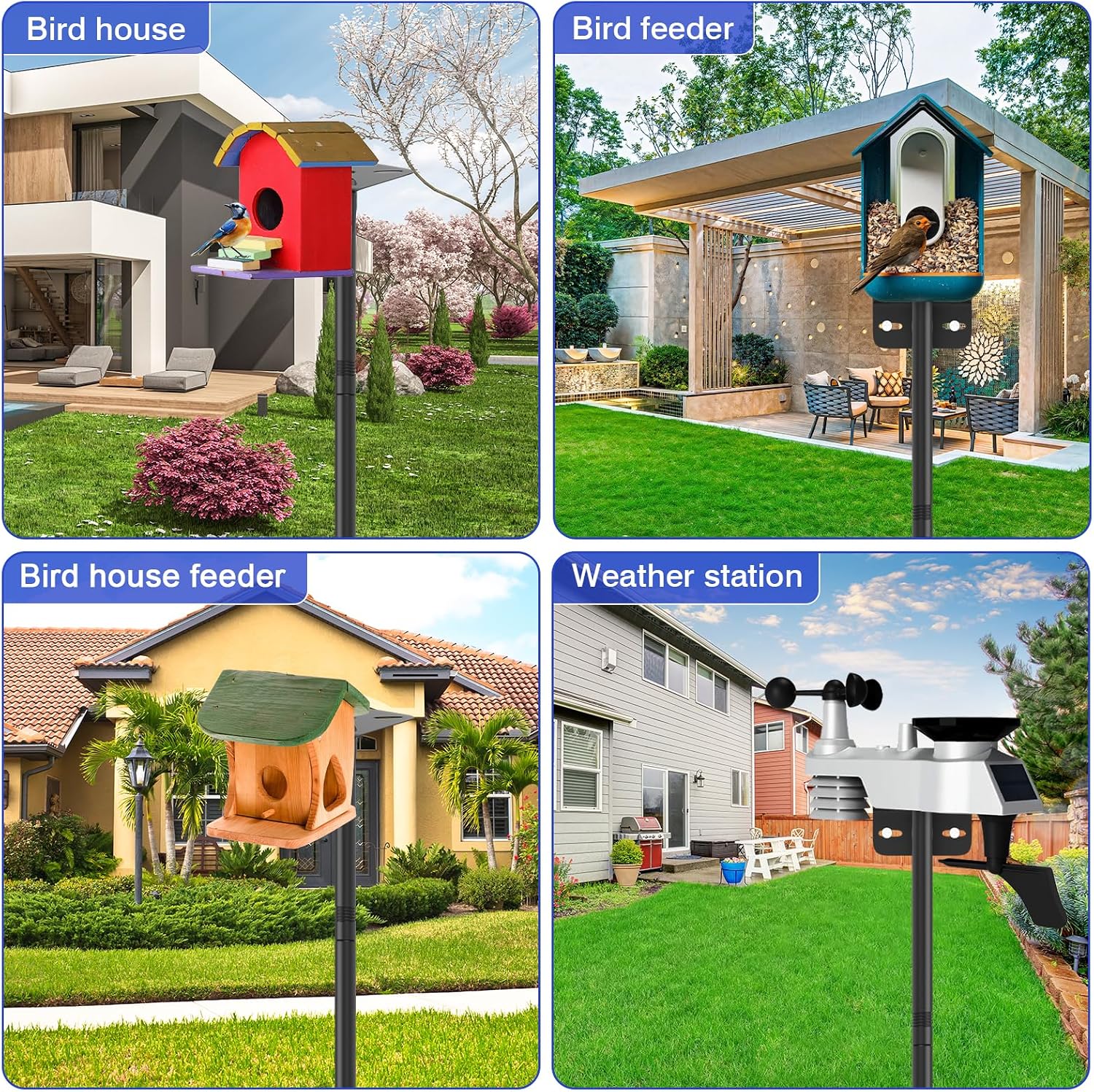 80 Inch Adjustable Bird Feeder Pole,Bird House Pole Suitable for Feeders & Birdhouse,Weather Station,Heavy-Duty