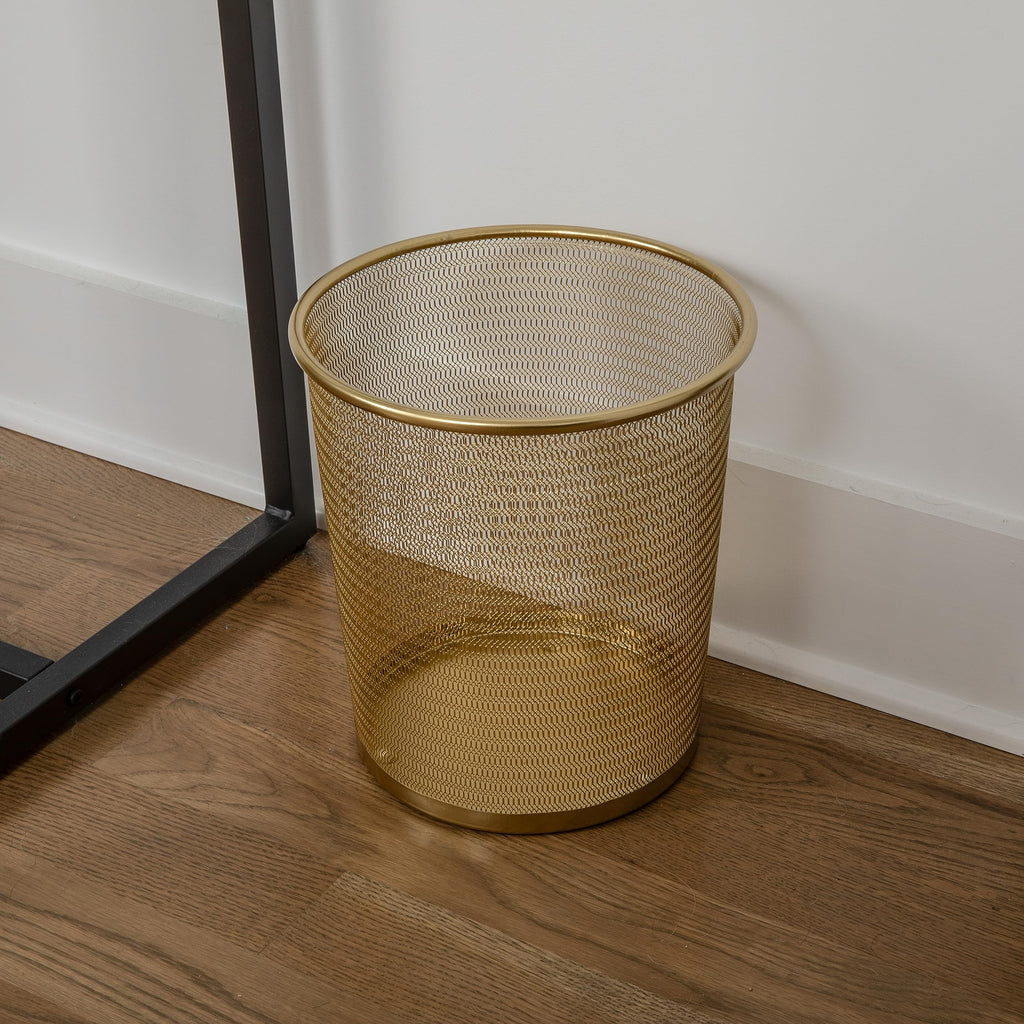 Ryder 4.5 Gallon Mesh Metal Wastebasket, Gold