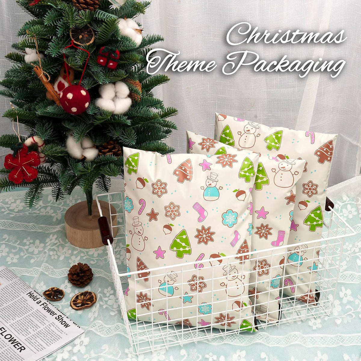 Christmas Poly Mailer 10x13 Inch 100 Pcs, Christmas Elements