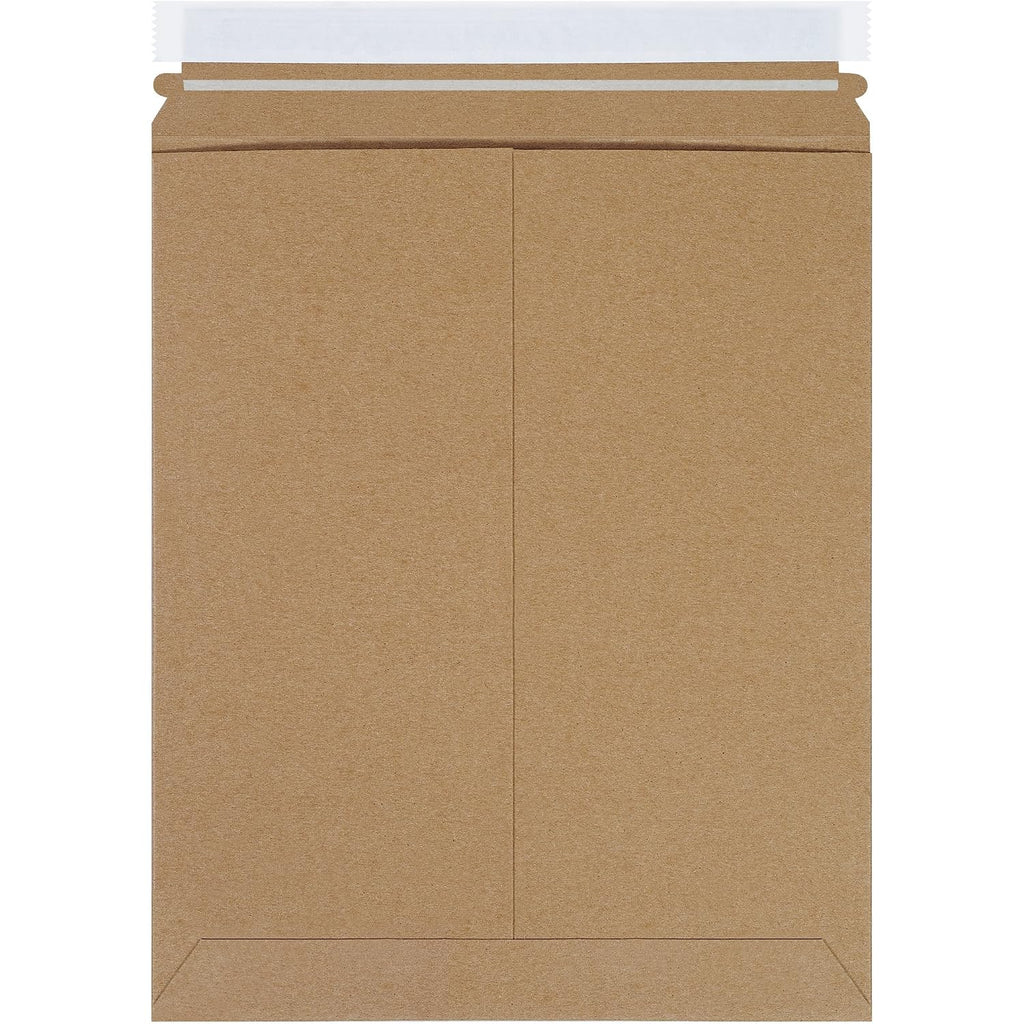 11 x 13 1/2" Stayflats Brand Rigid Flat Mailers, Kraft (Pack of 100) Photo Document Mailers, Peel & Seal Closure