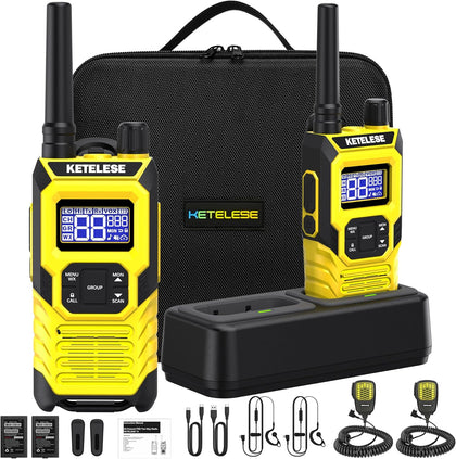 T4 Walkie Talkie 22 Channel with Speaker Mic, IP67 Waterproof Two Way Radio Set with Portable Bag, Earpiece, Charge