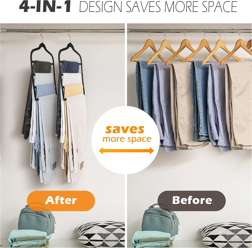 Velvet Pant Clothes Hanger Space Saving Non Slip Hanger Jean Slack Hangers | Multiple Velvet Hanger Closet Organizer