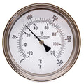 Industrial Bimetal Thermometer, 3" Face x 6" Stem, 0-250°F, S.S. Case