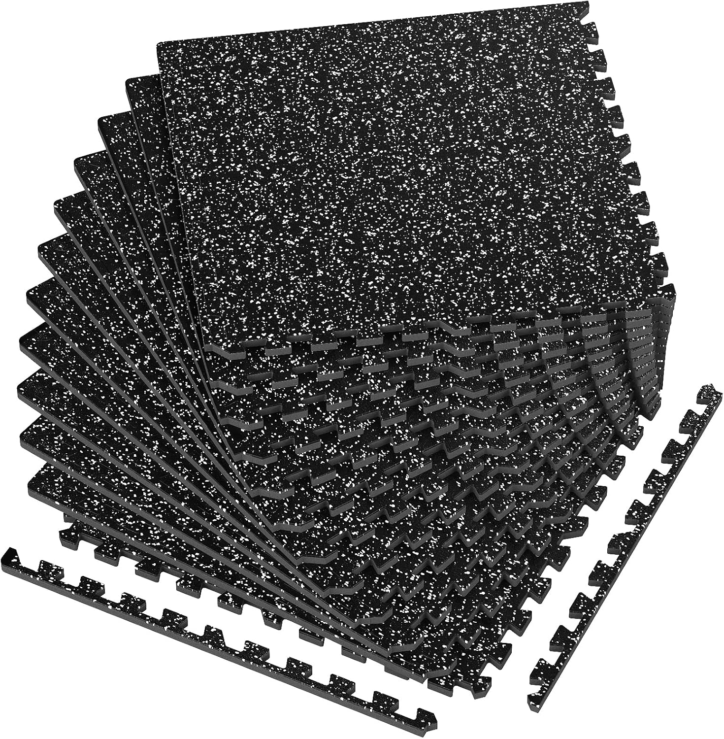 0.56'' Thick 48 Sq Ft Rubber Top High Density EVA Foam Exercise Gym Mats Non-Slip 12 Pcs - Interlocking Puzzle Floor