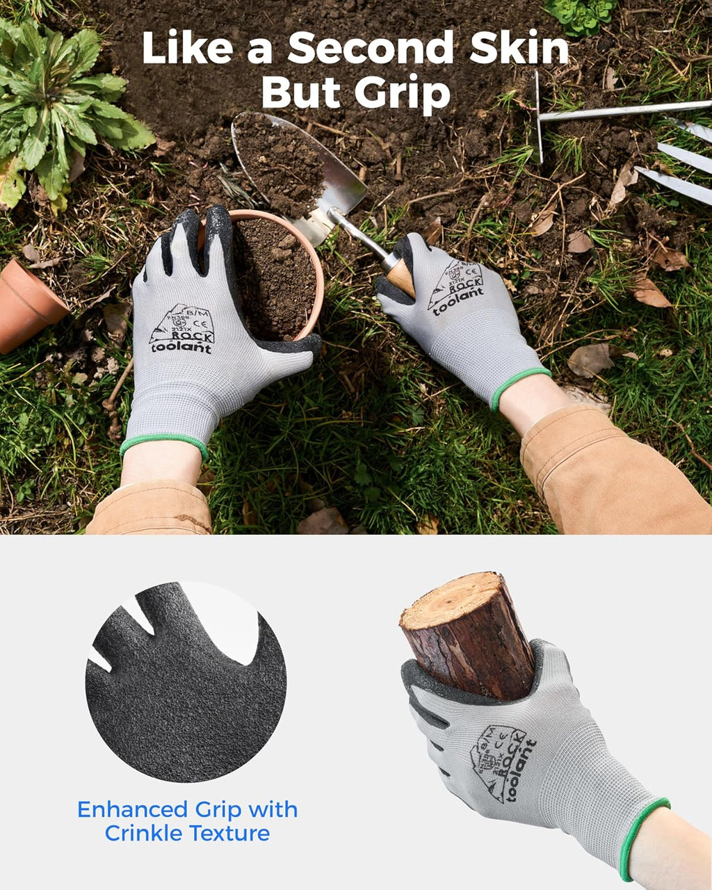 Roofing Nailer, Pneumatic Roofing Nail Gun for 3/4" to 1-3/4" Nails & Crinkle Latex Work Gloves Bulk, Rubber Coated
