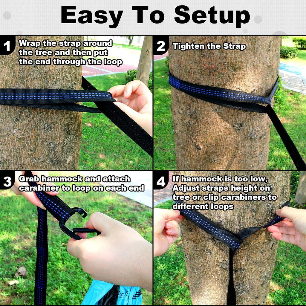 Camping Hammock Double & Single Portable Hammocks with 2 Tree Straps and Attached Carry Bag,Great for