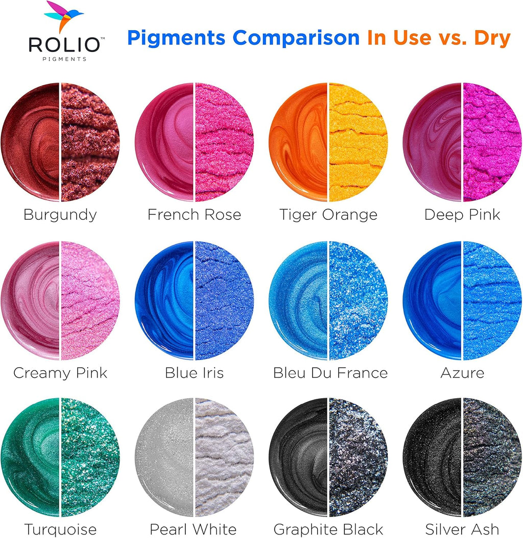 Premium Mica Powder Pearlescent Set -10g, 24 Jars (Original Set) | Pearlescent Color Pigments, Resealable Jars for