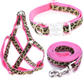 Leopard Dog Harness Collar Leash Set, Adjustable No Pull Dog Halter Harness for Small Breed Dogs, Easy Control for