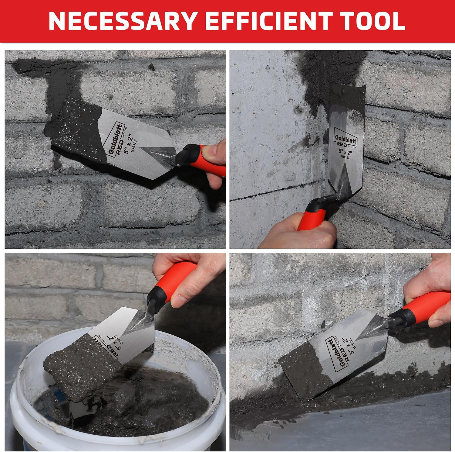 RED Margin Trowel, 5" x 2" Upgraded Ground Blade | Professional Masonry Tools, Heavy Duty One-Piece Forging, Premium