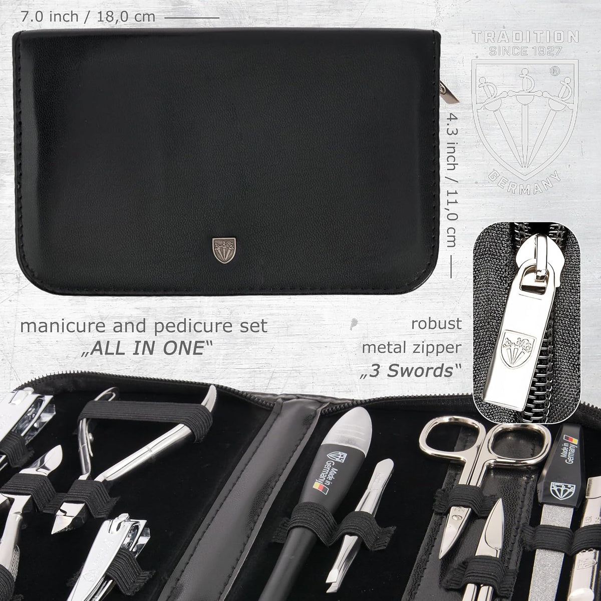 brand quality 10 piece manicure pedicure grooming kit set for professional finger & toe nail care scissors clipper