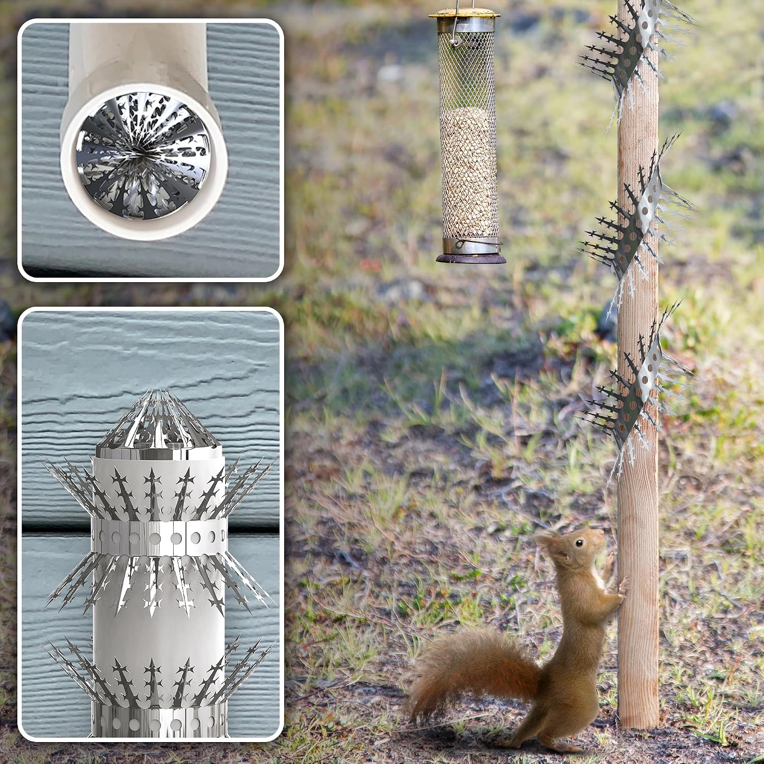 Raccoons Squirrel Baffle Spikes Deterrent, 120in Stainless Steel Pigeons Bird Spikes, Avoided Snakes Cats, Nests on