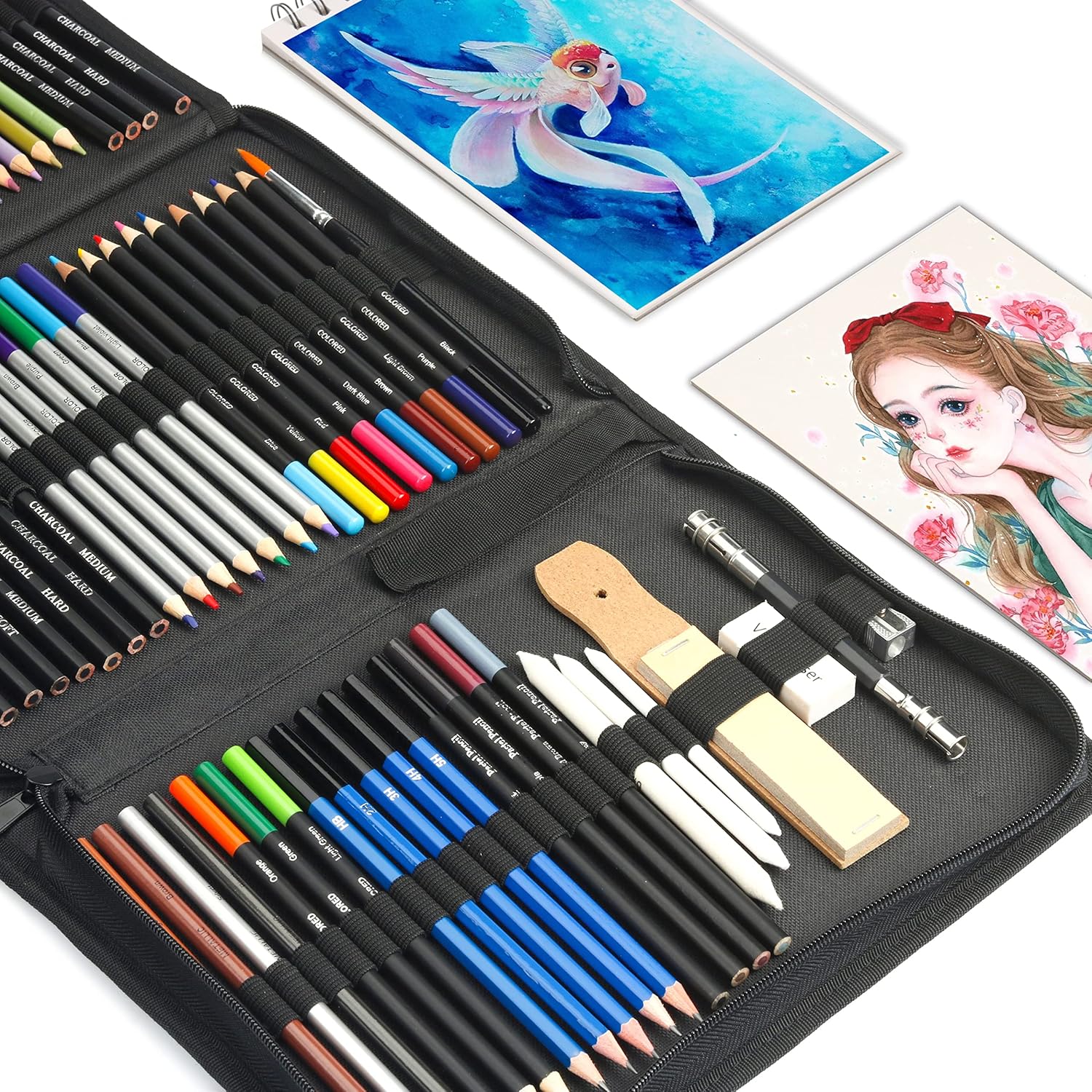 76 Drawing Sketching Kit Set - Pro Art Supplies with Sketchbook & Watercolor Paper - Include