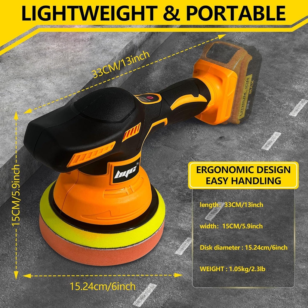 Cordless Car Buffer Polisher kit - 2Pcs 2000mAh 21V Battery, 6 Inch Portable Orbital Buffer Polisher Kit, 8 Variable