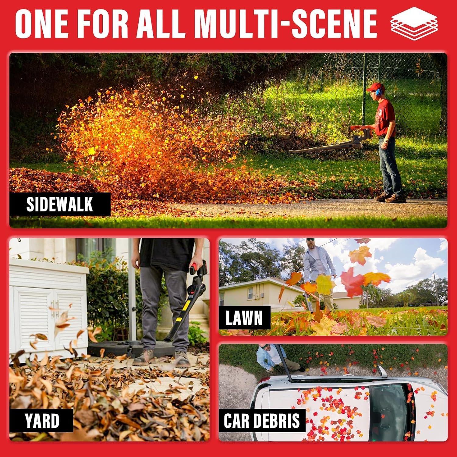 20V Cordless Leaf Blower, Lightweight Electric Blower | Includes 2 x 4.0Ah batteries and charger for leaves, patio
