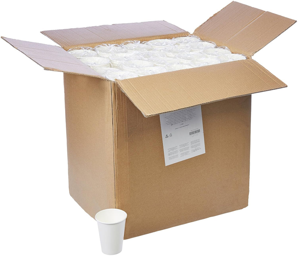 Disposable Compostable Paper Coffee Cups for Hot & Cold Beverages, Leak-Proof, 12 Ounces, White, 1000 Count