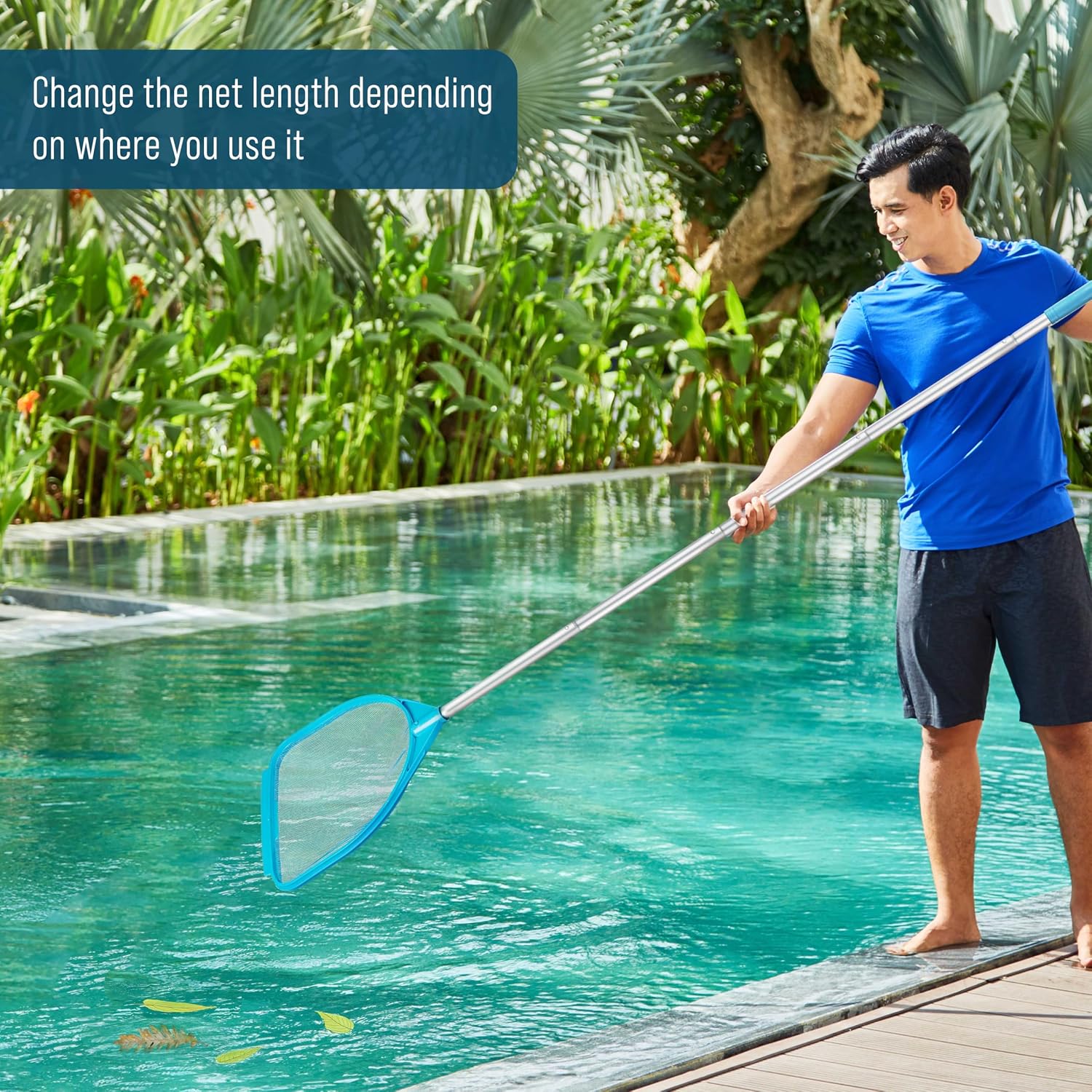 Pool and Spa Skimmer Net with Pole, Handheld Fine Mesh Pool Skimmer Net - Hand Held Spa, Hot Tub, Pond Cleaning