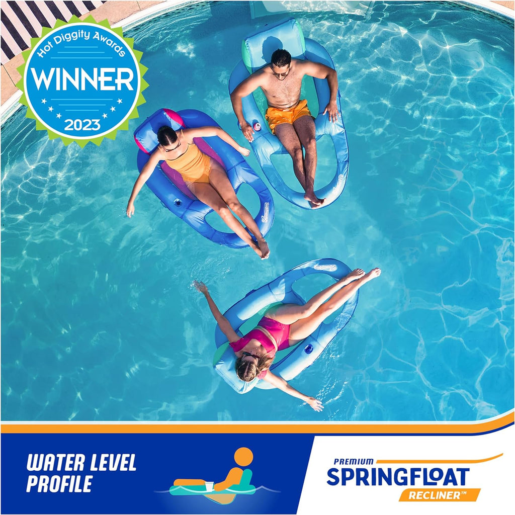 Spring Float Premium Recliner Pool Lounger, Inflatable Pool Floats for Adults with Fast Inflation