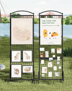 Foldable Grid Wall Panel 1.9' x 5.6' FT, Movable Gridwall Display Rack, Wire Grid Rack on Wheels, Retail Display