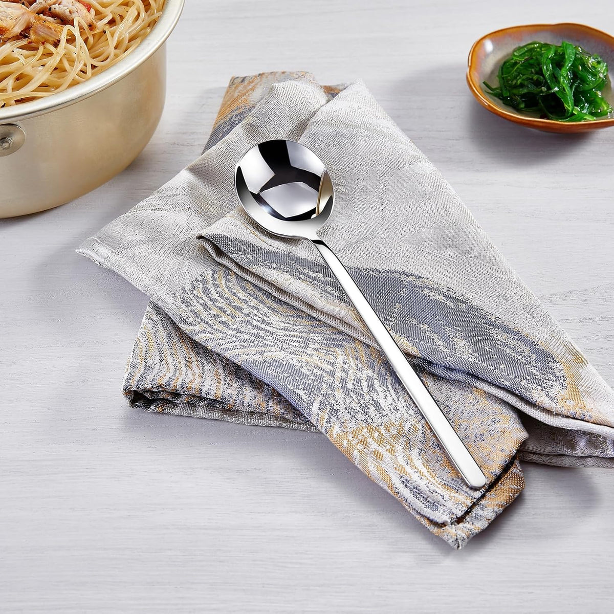 Premium 4-Piece 18/10 Stainless Steel Korean Soup Spoons (Plain)
