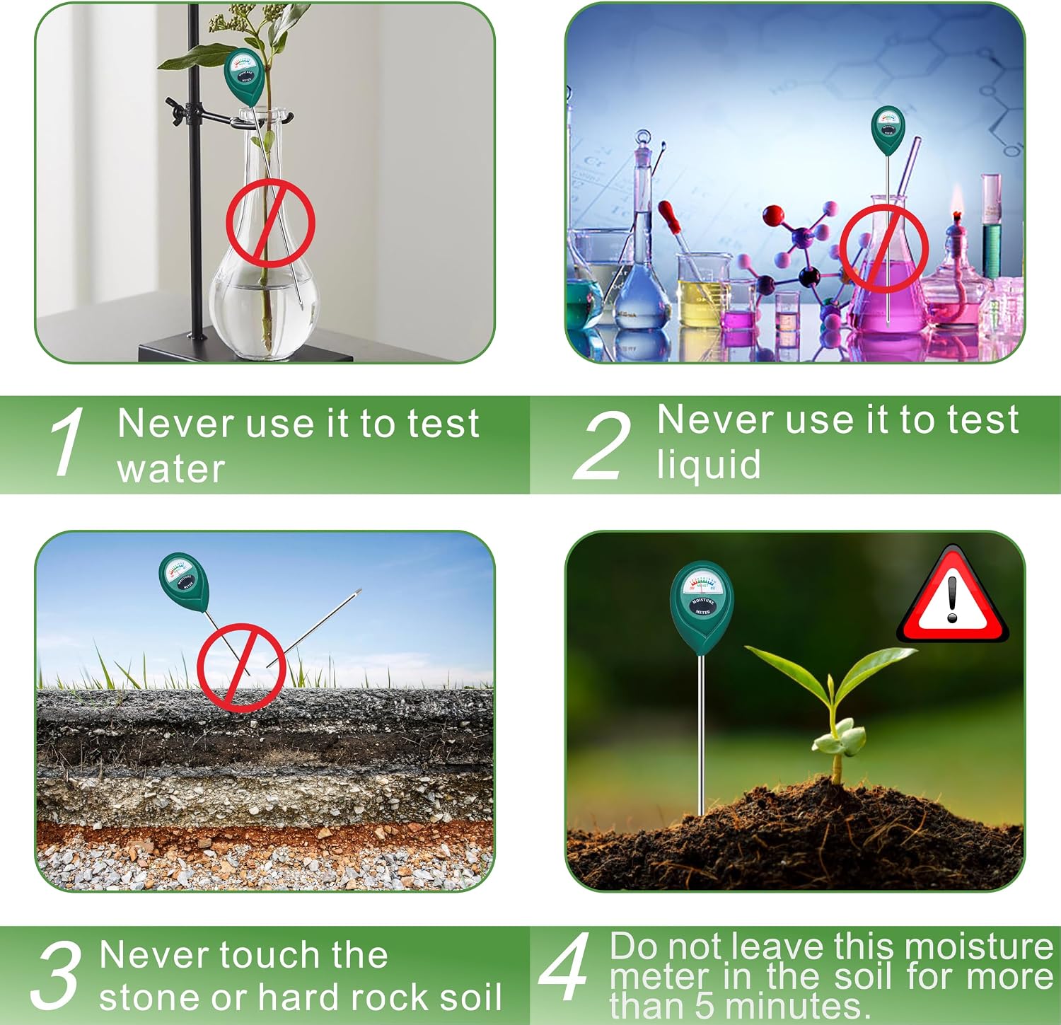 Long Probe Deep Use Soil Moisture Meter Sensor, Water Monitor Indicator, Hygrometer for Outdoor Indoor Large Pot