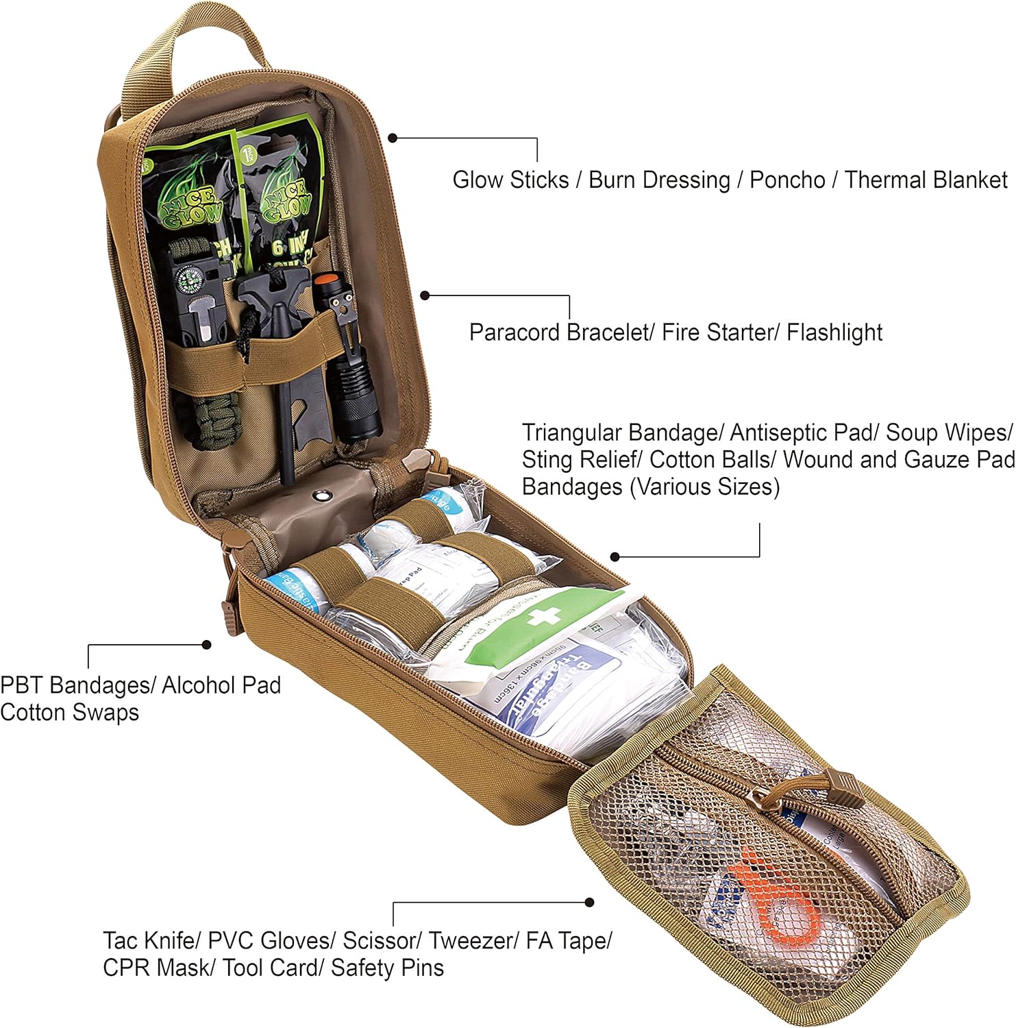 250 Pieces Survival First Aid Kit IFAK EMT Molle Pouch Survival Kit Outdoor Gear Emergency Kits Trauma Bag for