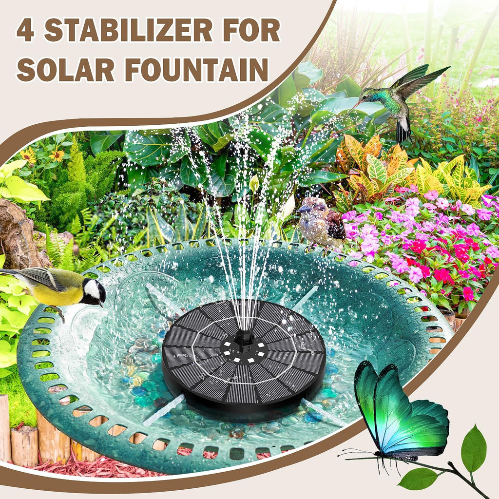 Solar Fountain for Bird Bath Colorful Lights Automatic Cycle 3.5W Solar Water Fountain Outdoor Garden 2200mAh Battery
