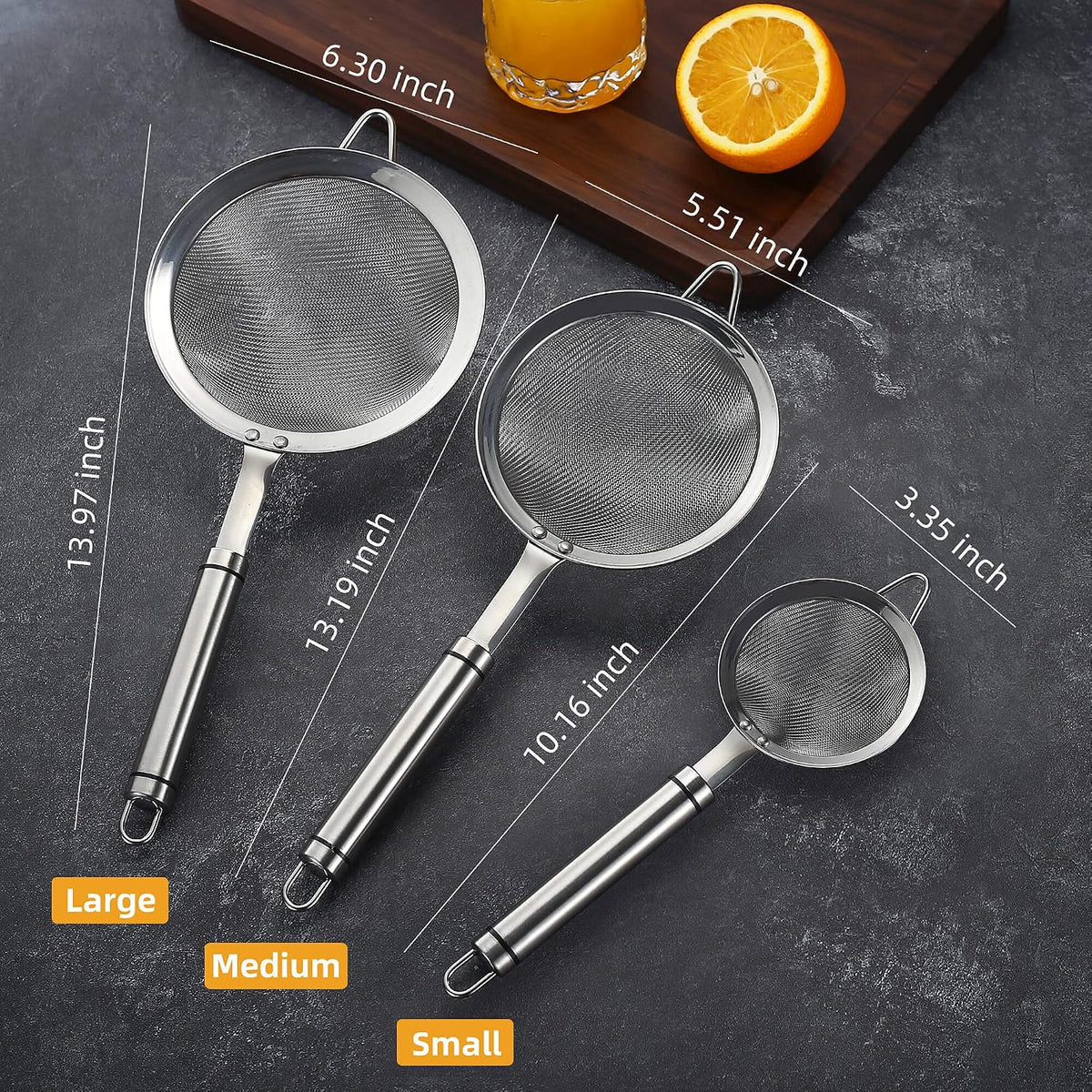 3.35inch 304 Stainless Steel Fine Mesh Strainer Tea Sieve Sifter