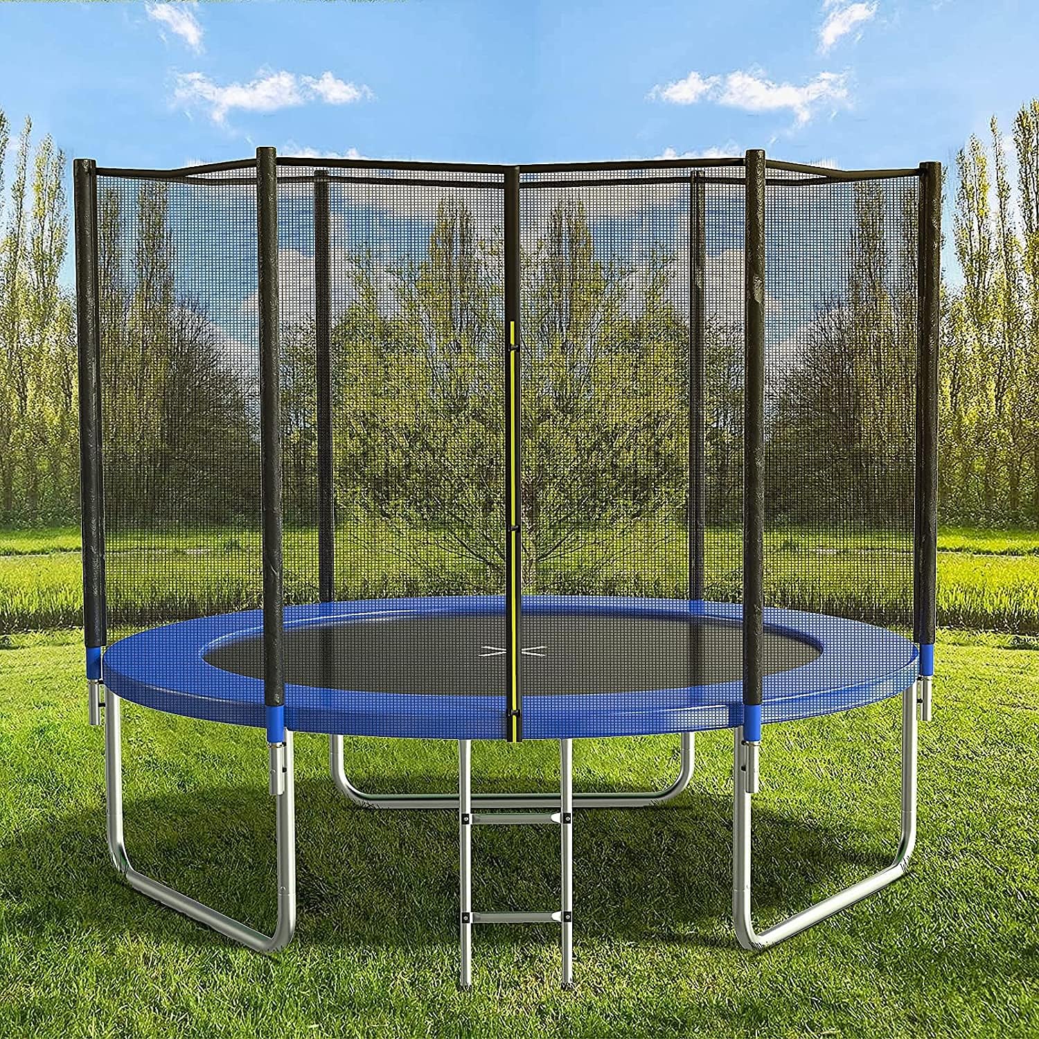 8FT 10FT 12FT 14 FT 15FT Trampoline with Safety Enclosure Net，Outdoor Trampoline with Basketball Hoop, Heavy Duty
