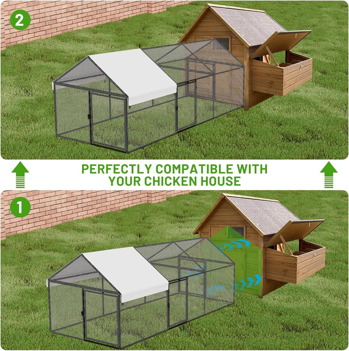 Metal Chicken Coop 79"x40"x40", Portable Chicken Run with Cover