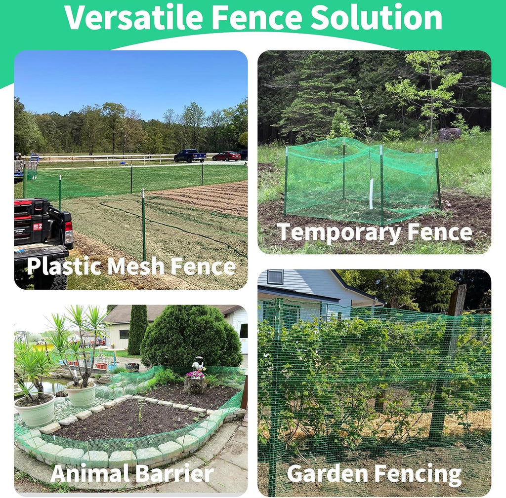 4x100ft Deer Fence Netting, Temporary Fence for Garden, Plastic Mesh Fence