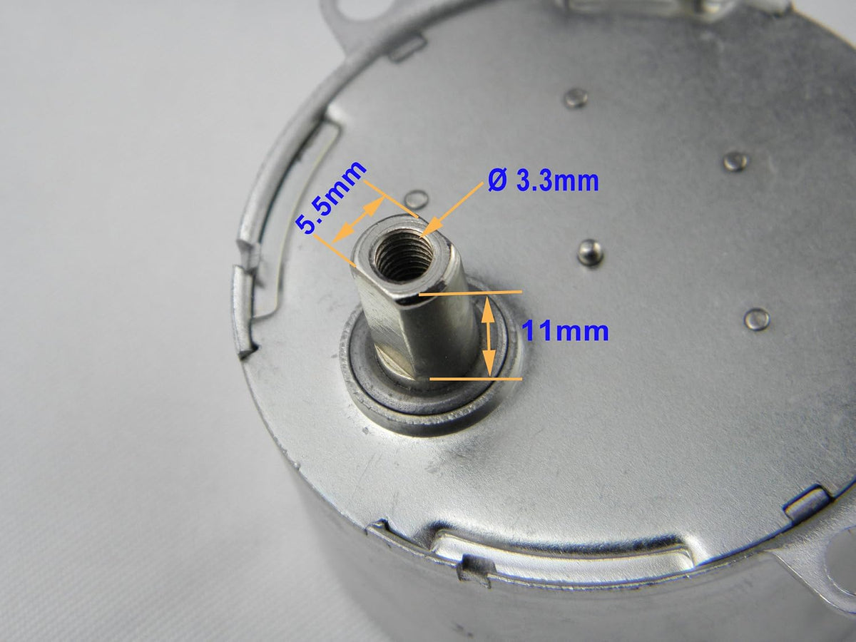 CHANCS Synchronous Synchron Motor TYD-50 12V AC 10-12RPM Flush Shaft 11mm Fixed Rotation CW Electric Motor