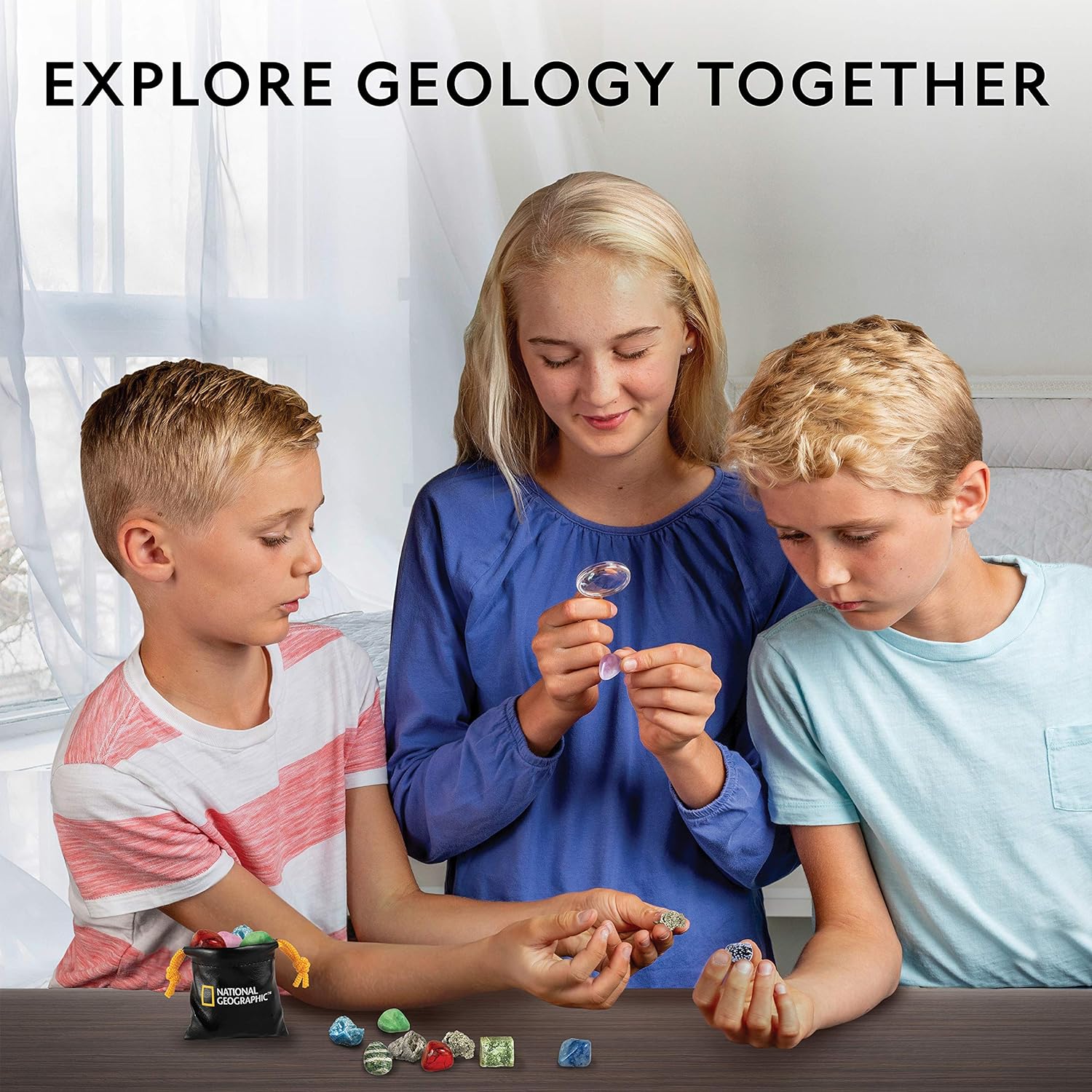 National Geographic Rock Collection Box with 15 Gemstones and Crystals | 15 Gemstones and Crystals, Storage Box