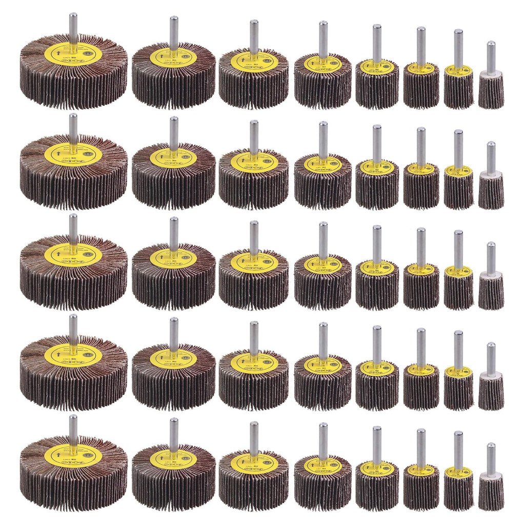 Rocaris 40 Pack 1/4" Abrasive Flap Wheel Sander Set, 8 Sizes