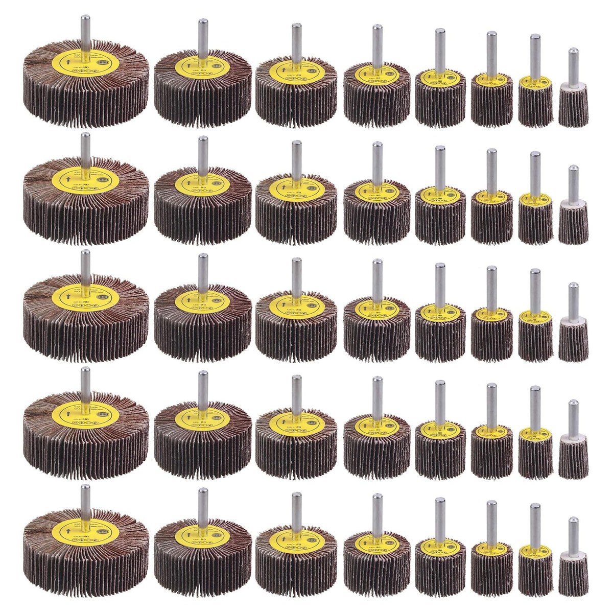 Rocaris 40 Pack 1/4" Abrasive Flap Wheel Sander Set, 8 Sizes
