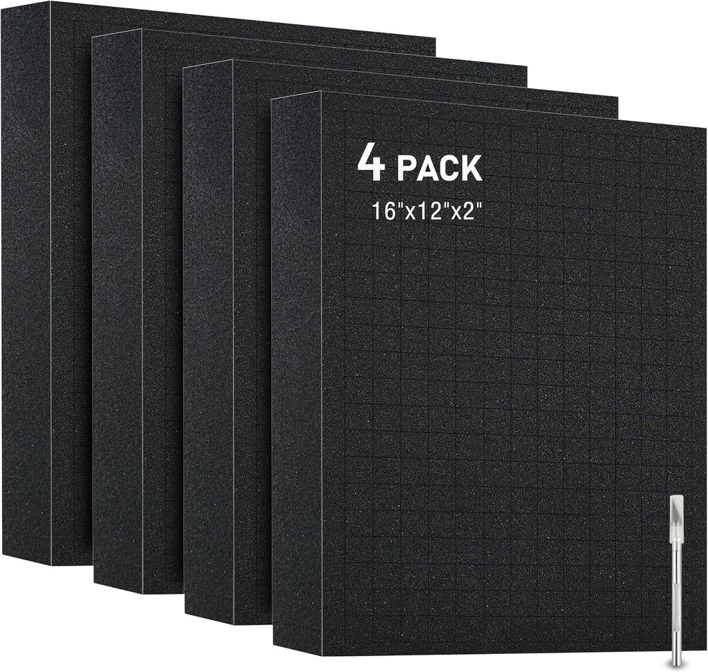 4‑Pack Pick and Pluck Foam Insert, Pre‑Cube Customizable Foam
