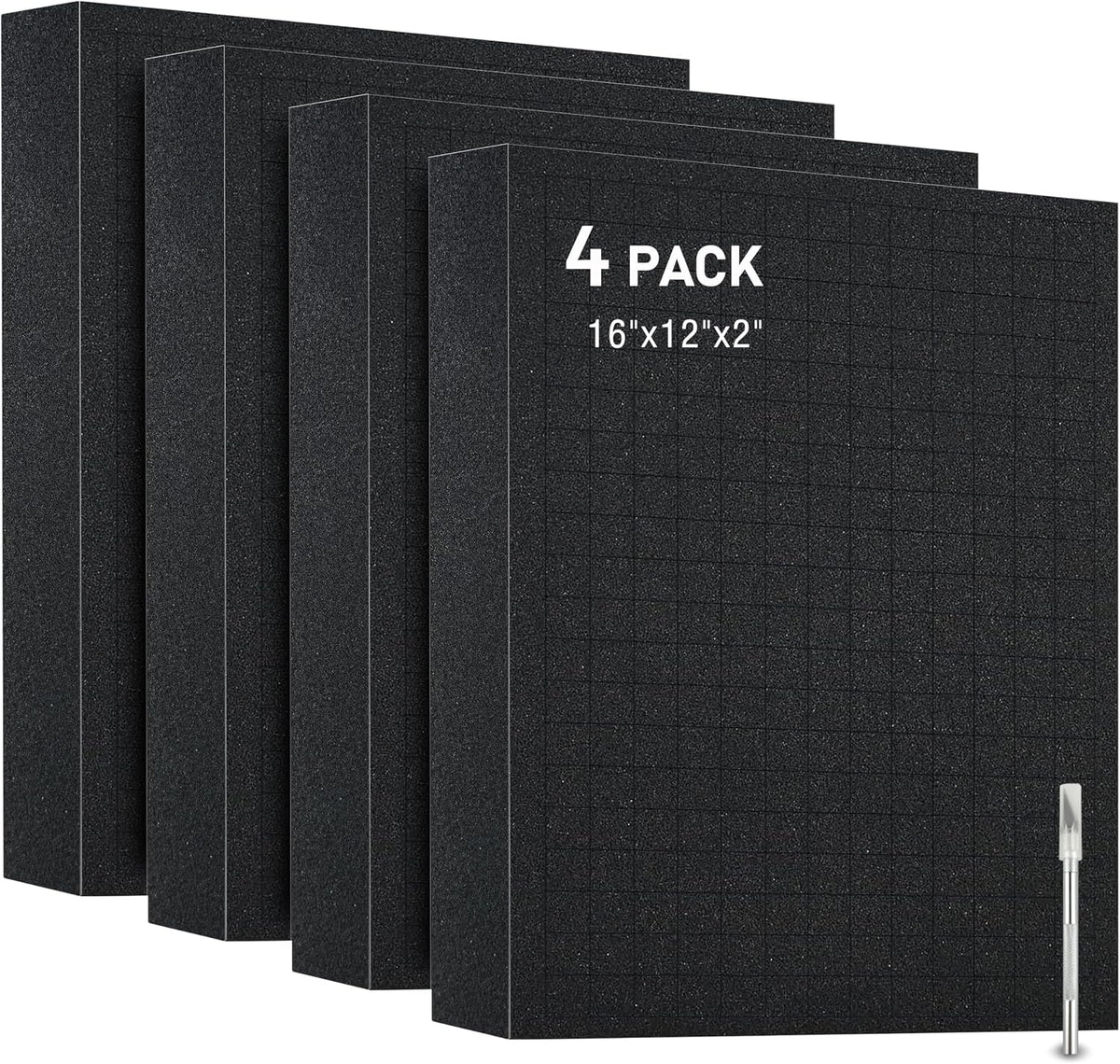 4‑Pack Pick and Pluck Foam Insert, Pre‑Cube Customizable Foam