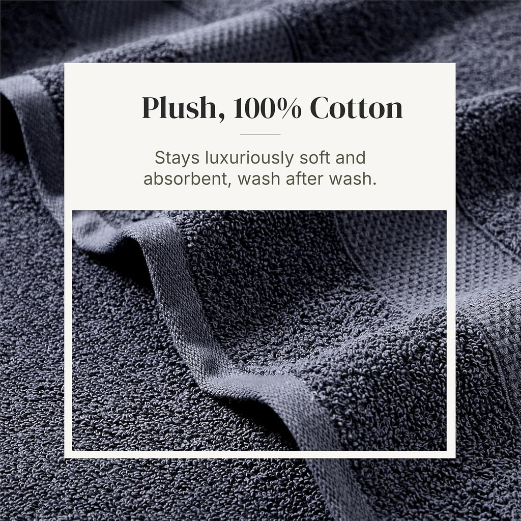 Pax 6-Piece Reversible Yarn Dyed Jacquard Towel Set - Bath Towels, Hand Towels, & Washcloths - Super Absorbent &