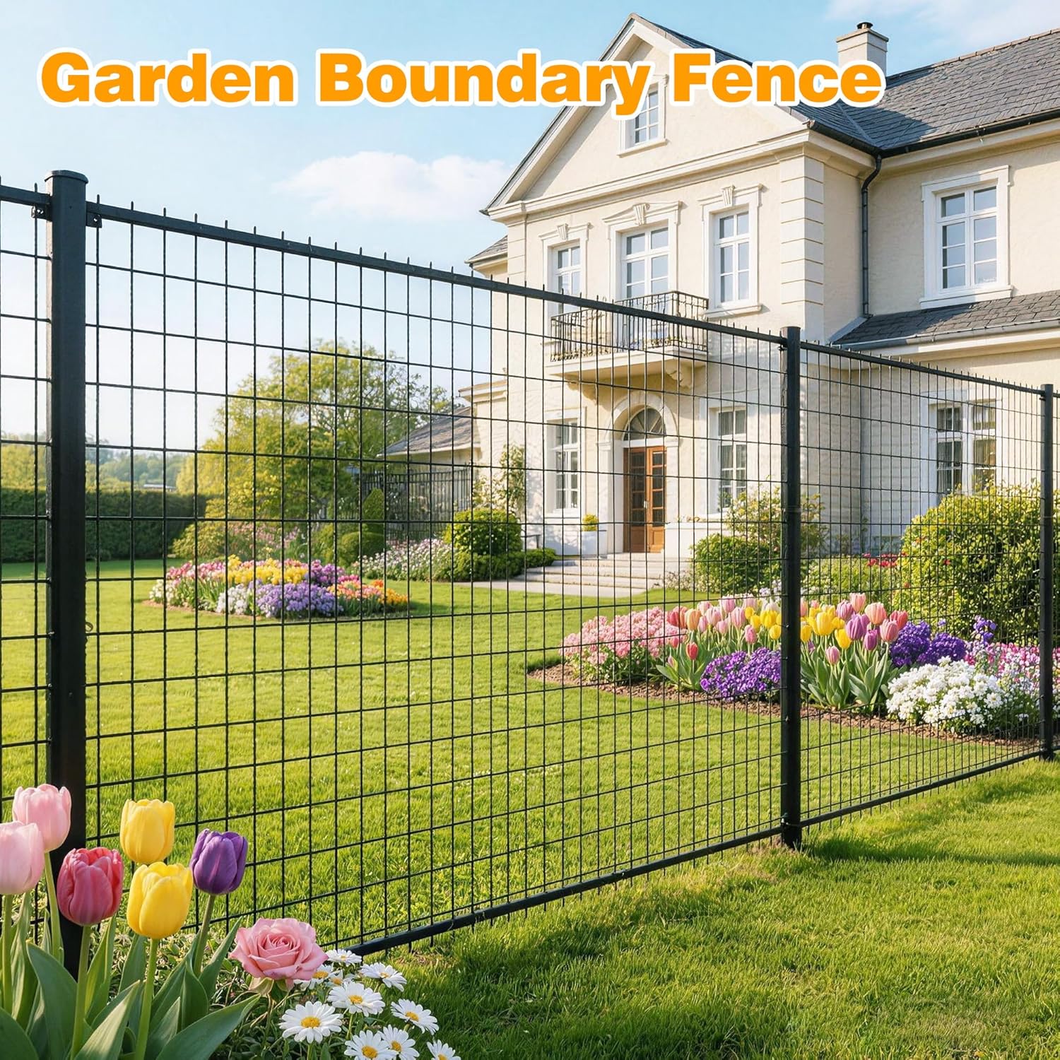 Black PVC Coated Welded Wire Fencing, 72in High x 100ft Long, 2 inch x 3 inch 16GA 2/3/4/5/6 Ft Tall Welded Wire