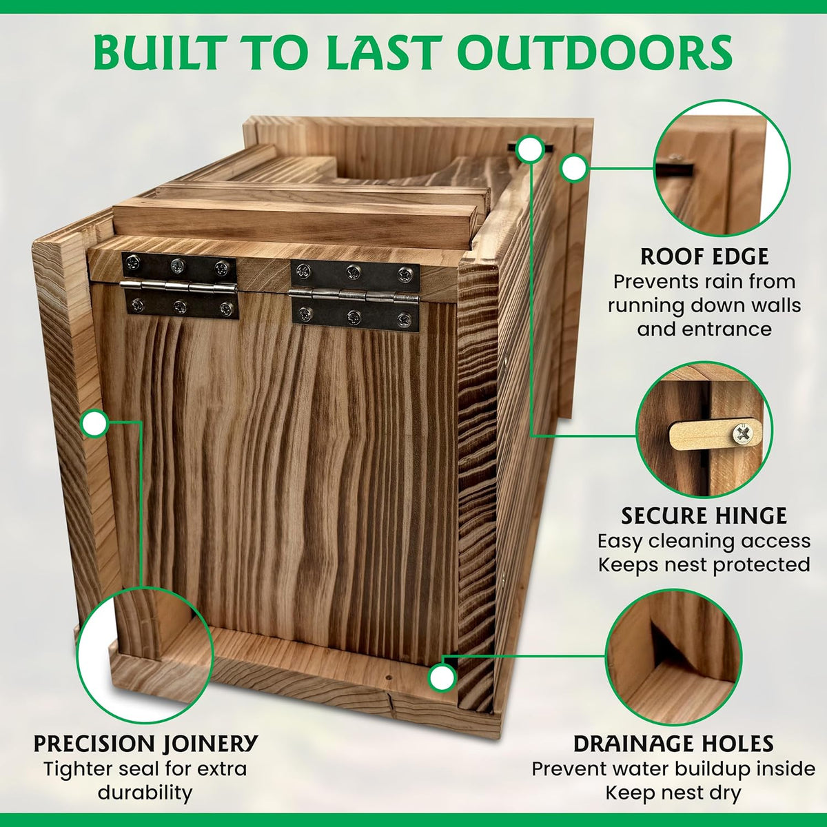 Fire-Treated Cedar Owl House – 14" x 9" x 9" All-Season Nesting Box for Screech, Kestrel & More – Durable