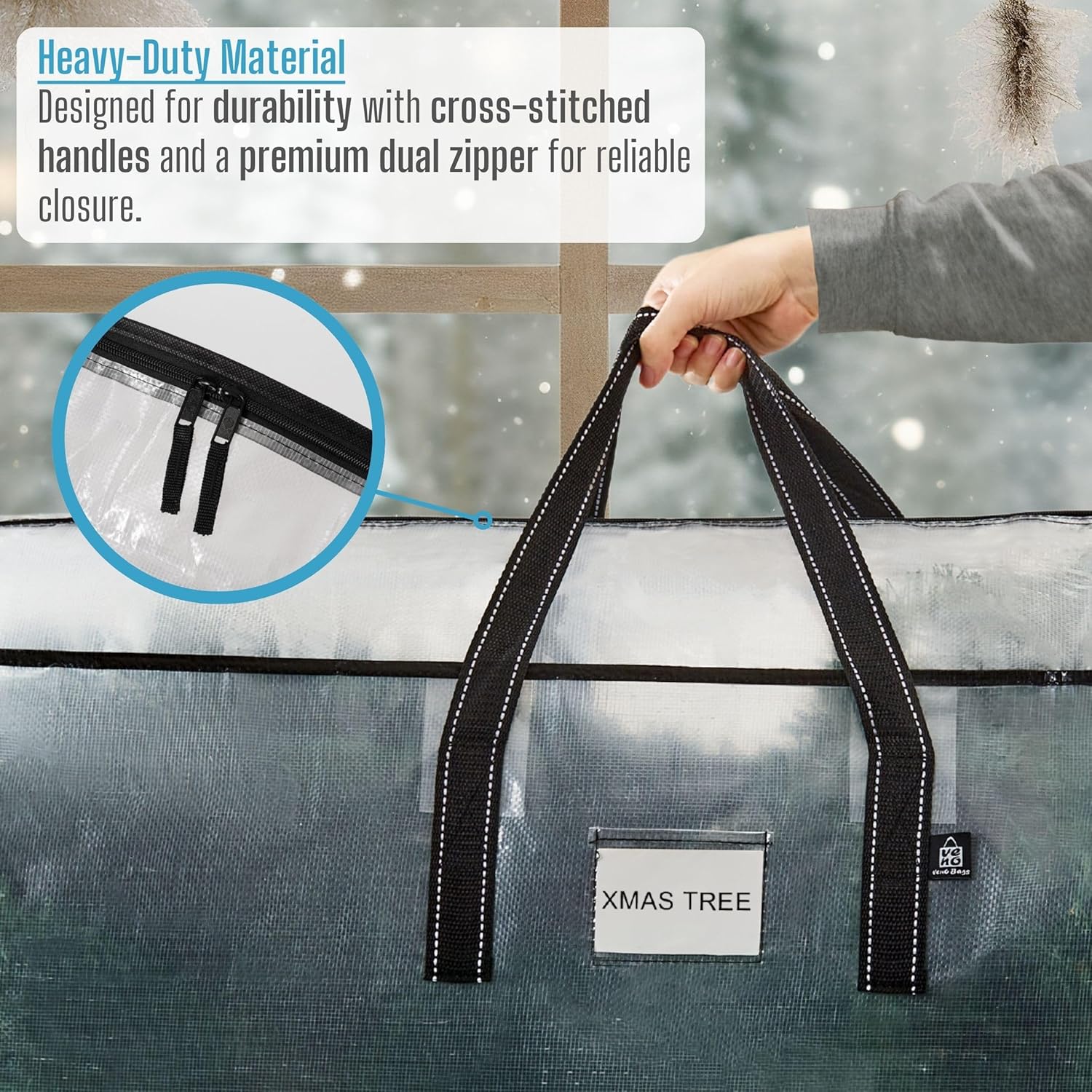 2 Pack Clear Christmas Tree Storage Bag - Fits 7.5 Ft Artificial Trees, Heavy Duty Large Bags with Zipper, Durable