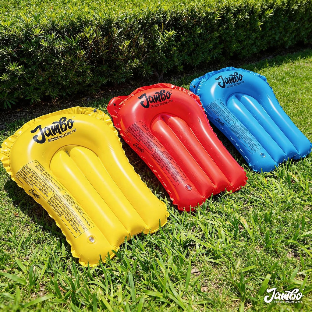 3-Pack Lawn Water Slide Bodyboards with Mesh Storage Bag – Includes Slide Repair Patches, Ground Anchors & Hose