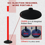 Traffic Delineator Post with Weighted Base & Reflective Collars, Adjustable Parking Cones with 4 FT Chains, Portable