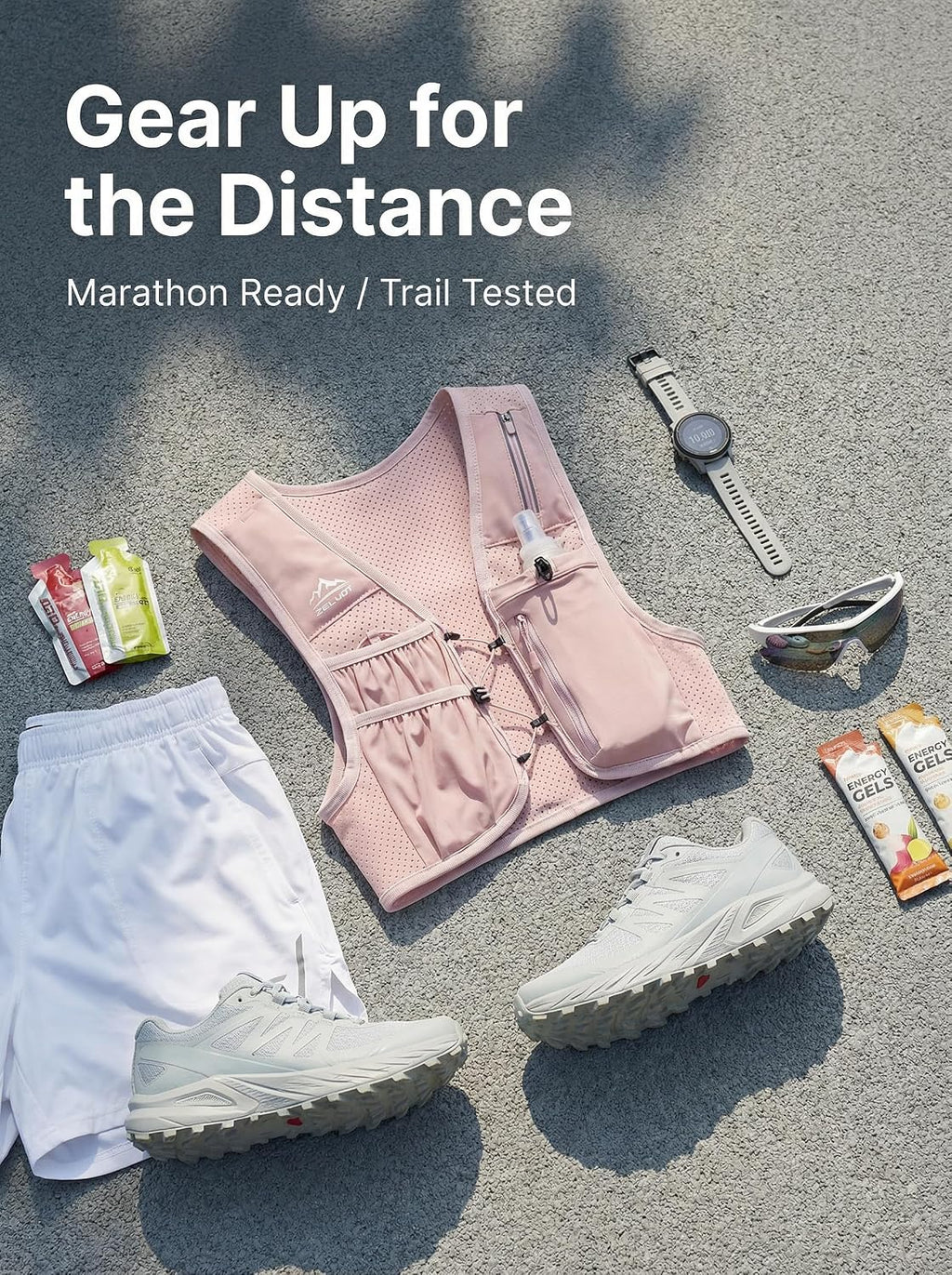 Running Vest for Women Men, US Patent, Adjustable Chest Straps Running Hydration Vest with 500ml Soft Flask