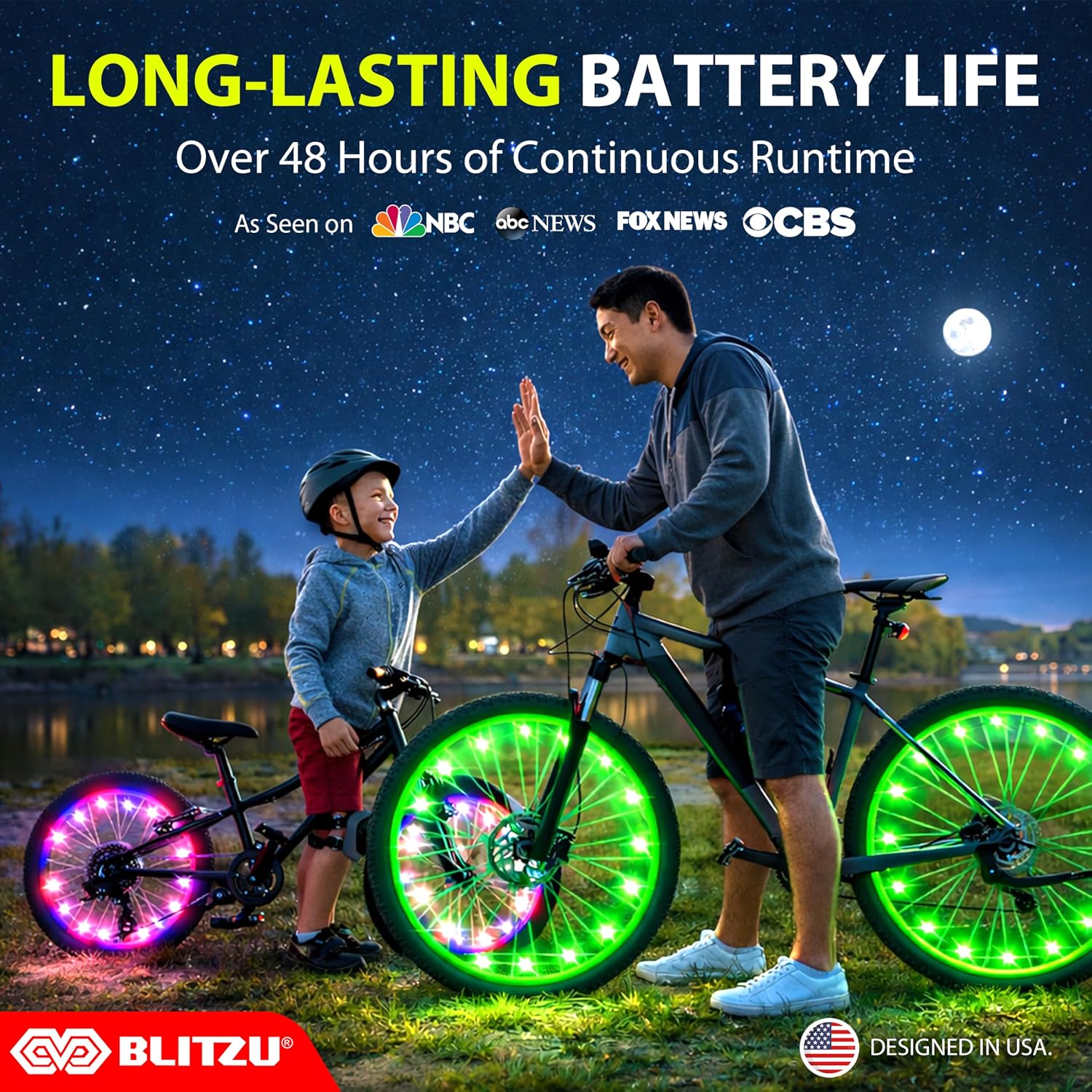 Bike Wheel Lights 2-Pack, 7 Color Bicycle Spoke LED for Night Riding