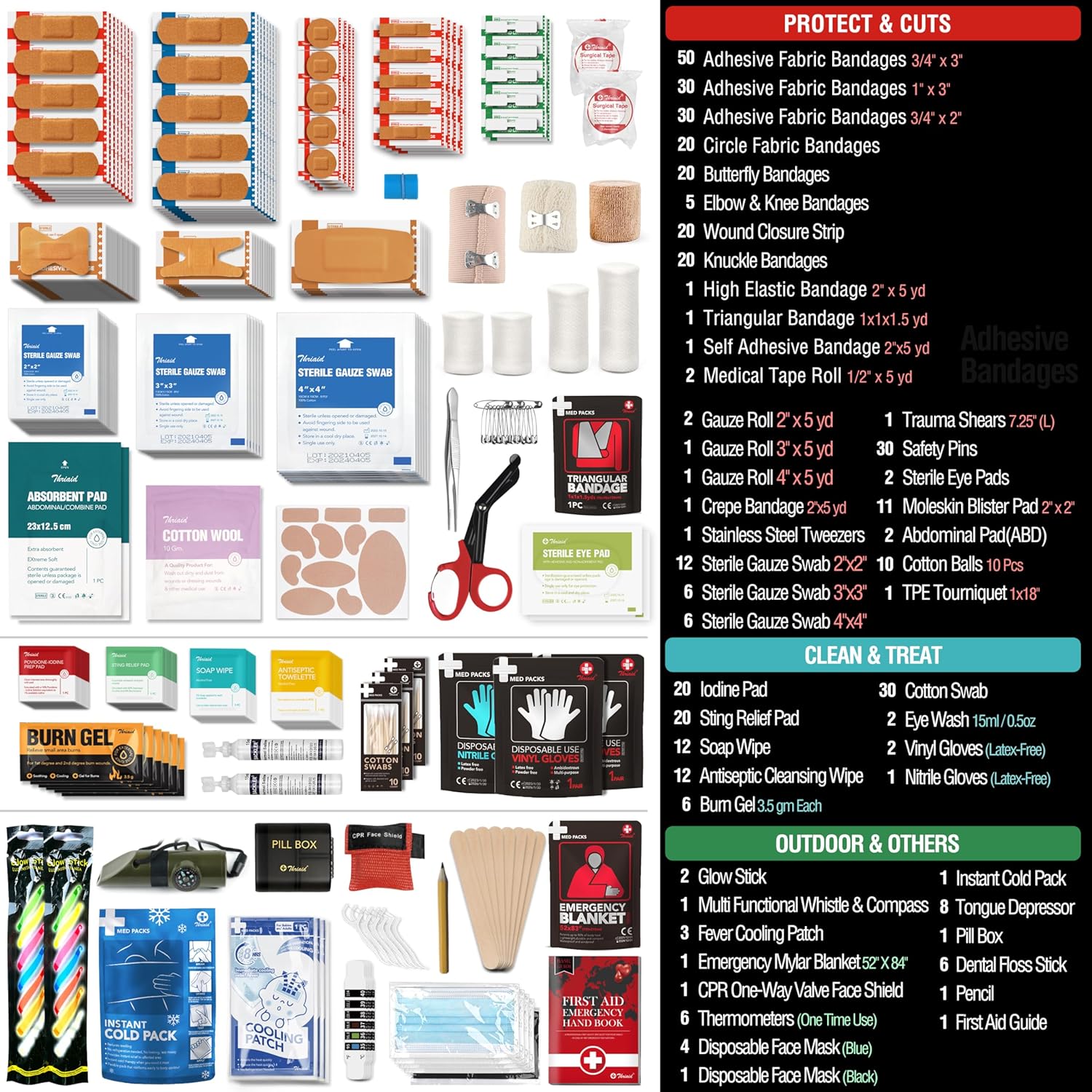 430 Piece First Aid Kit, Well-Organized Premium Waterproof Compact Trauma Medical Kits for Any Emergencies, Ideal for