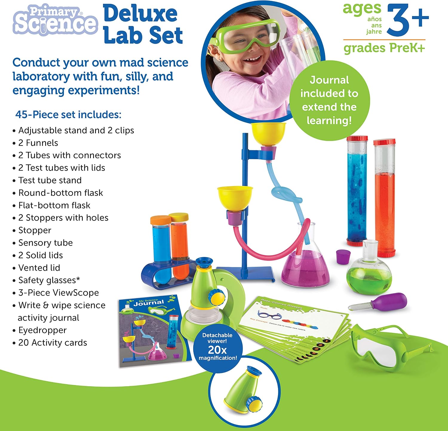 Primary Science Deluxe Lab Set - 45 Pieces, Ages 3+, Preschool Science Kit Toys, STEM Toys, Experiments for Kids