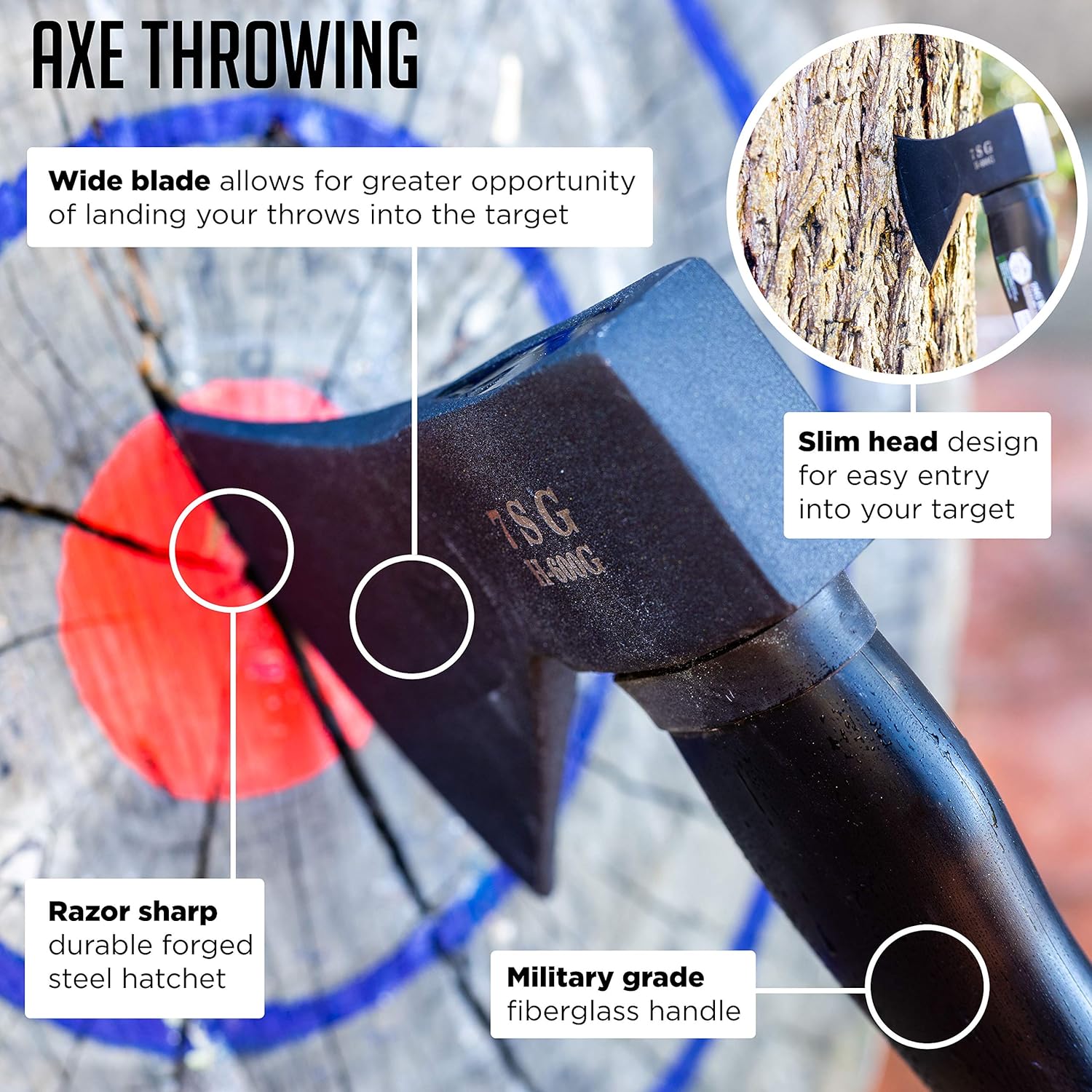 Camping Axe - Camping Hatchet with Sheath -Survival Throwing Axe - Survival Hatchets for Camping and Chopping Wood