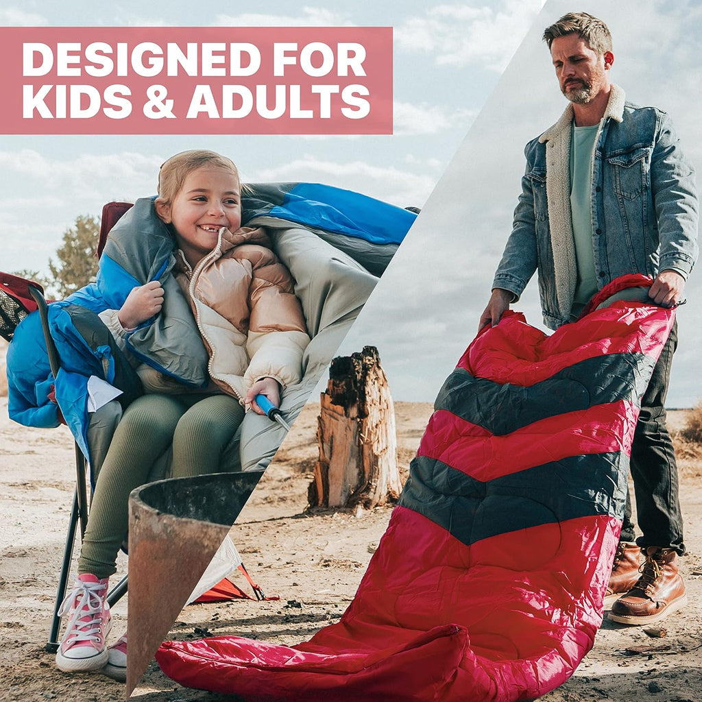 Sleeping Bags for Adults Cold Weather & Warm - Backpacking Camping Sleeping Bag for Kids, Girls, Boys - Lightweight