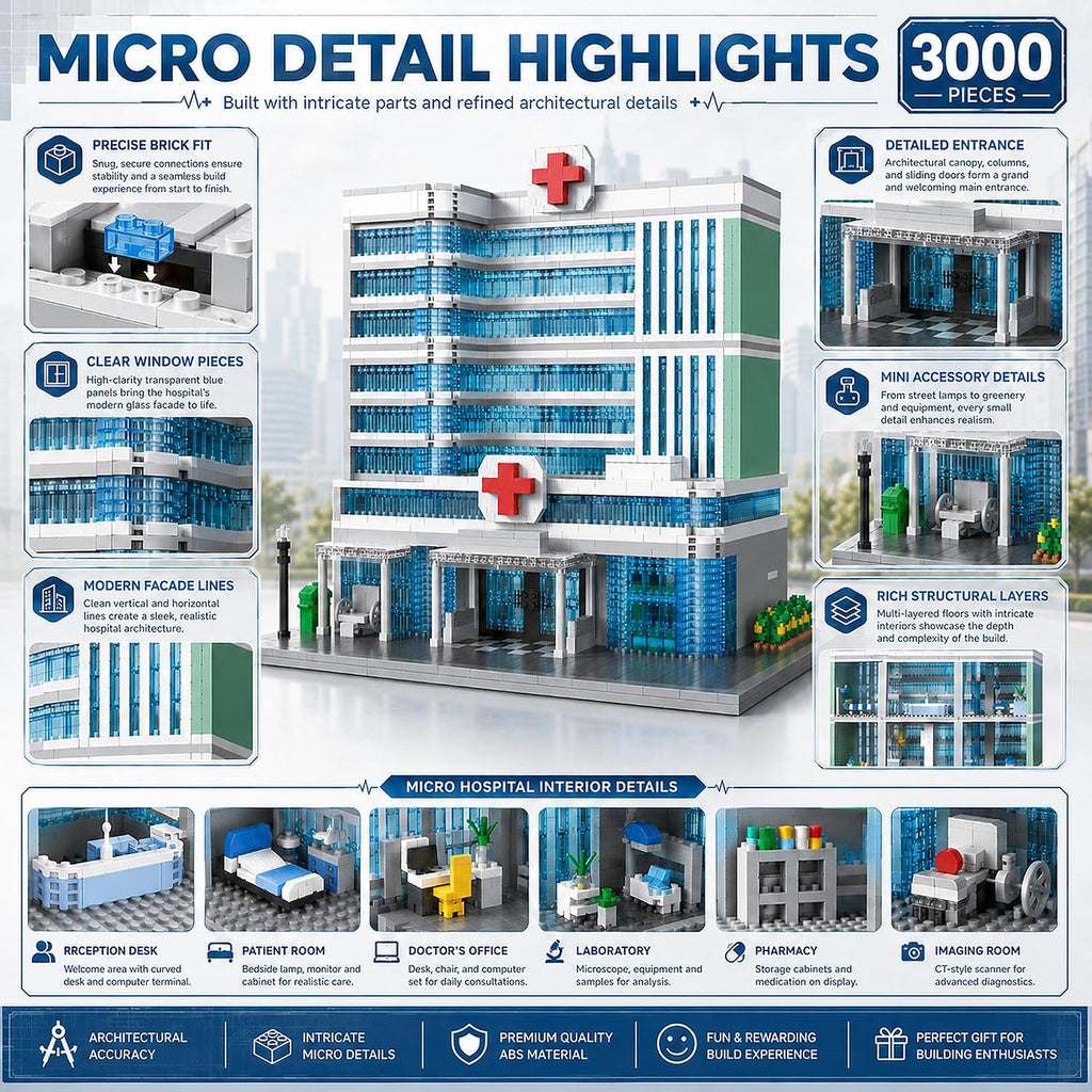 Hospital Architecture Model Micro Mini Building Block Set