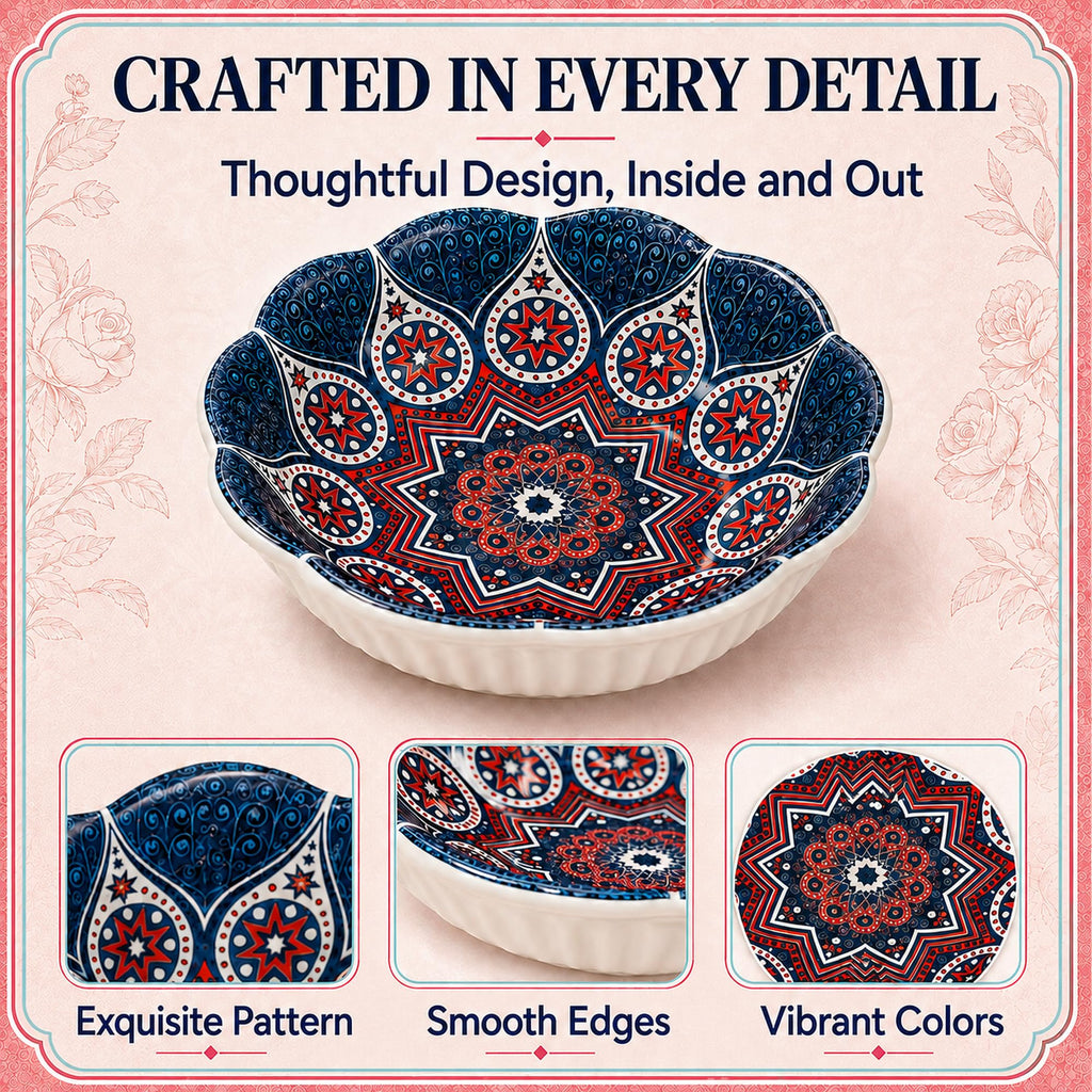 Bohemian Hand-Painted Ceramic Mahjong Dice Tray, Purple Red